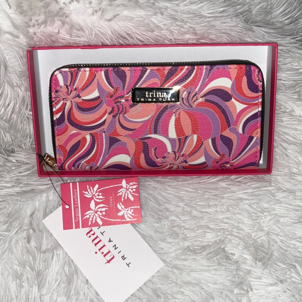 Trina Turk Swirl Pattern Wallet in Pink and Purple